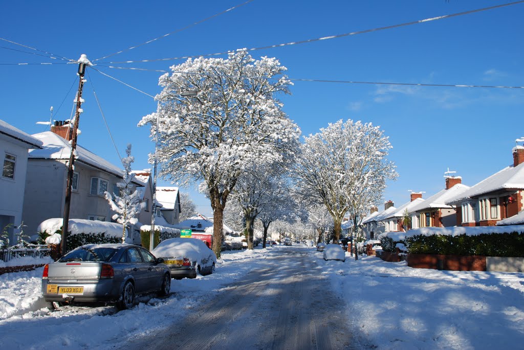 Snow Pantbach Road 2 by John Iles