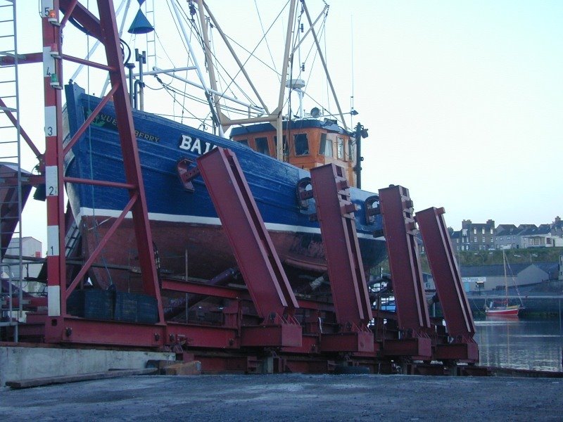 Fishing vessel on slipway at Wick by Owen Morgan