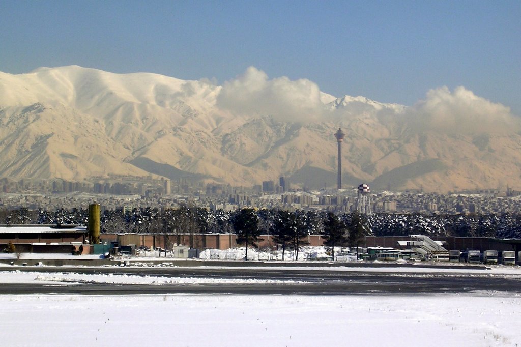 Tehran, View from Mehrabad Airport to snowy Alborz Mountains by Thomas Junge