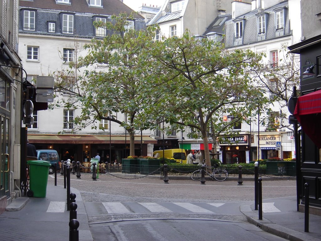 Place de la Contrescarpe, viewed from rue Cardinal Lemoine, first Hemingway's home in Paris by Danton