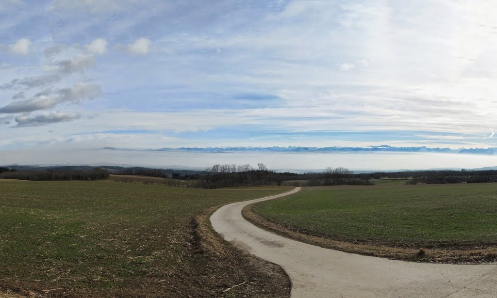 Countryside outside Premier with the alps in the background by slice of being