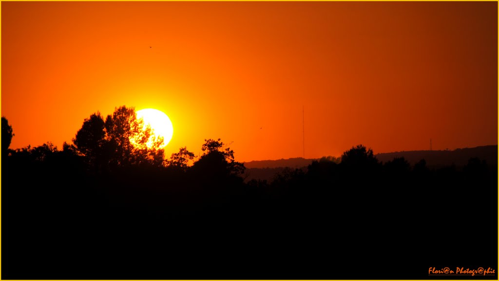 Coucher de soleil et la grande antenne au Cammazes by Flo 11