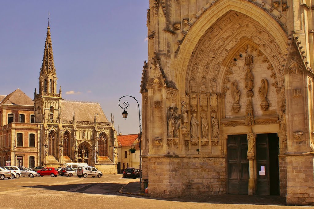 Entrance to Saint-Saulve Abbey with the Hotel Dieu Chapel behind, Montreuil sur Mer by frank barany