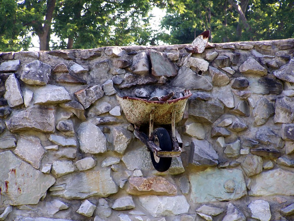 Illinois...Cave-In-Rock...Pyramid House And Stone Wall...With Some Strange Decor Included In This Wall Makes This A Popular Tourist Site...Must See This If You Are In The Cave In Rock Area......(1622394350) by 1622394350