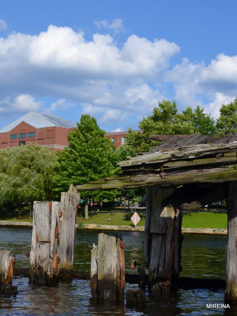 Old Pier on Charles River in BOSTON, MA　チャールズリバーにかかる古い桟橋 by mandegan