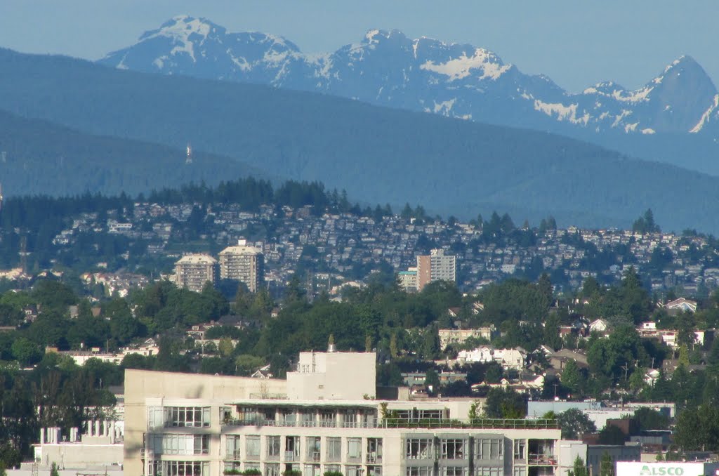 Gorgeous Snow Capped Peaks And Contrasting Cityscape In The Foreground, Vancouver Jul '11 by David Cure-Hryciuk