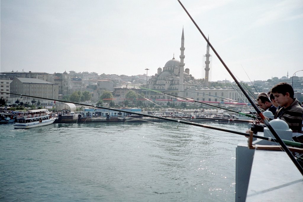 Fishing on Galata Bridge by vwingwer