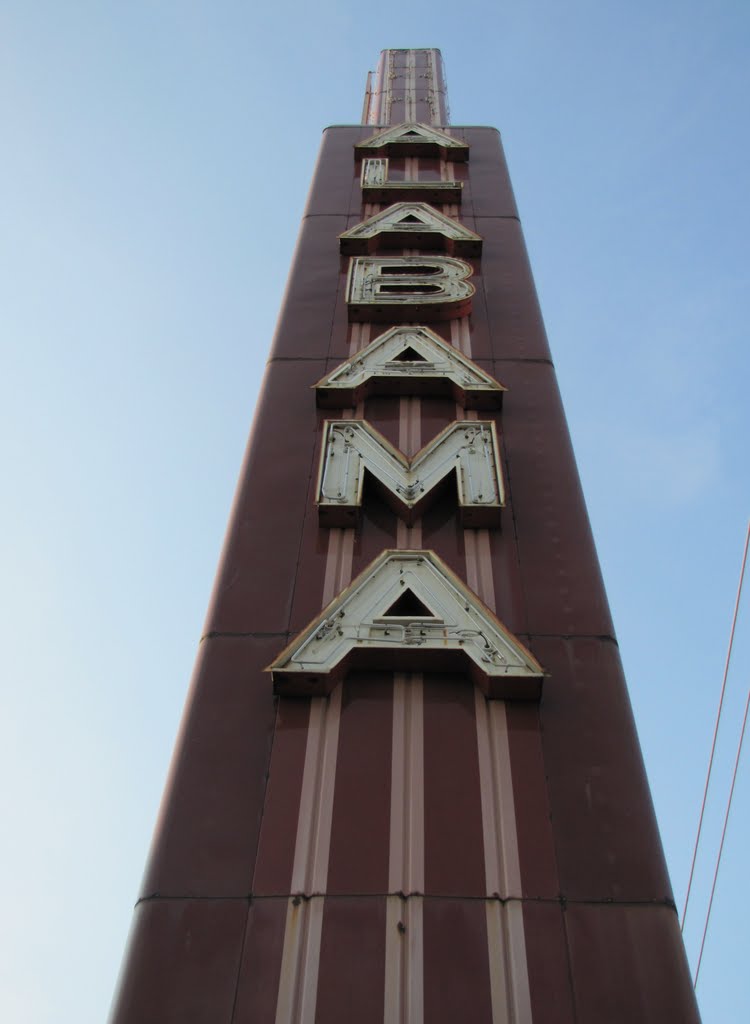 Old West Alabama Theatre - Photo of Towering Sign on Shepherd Dr. (looking up) by Wolfgang Houston