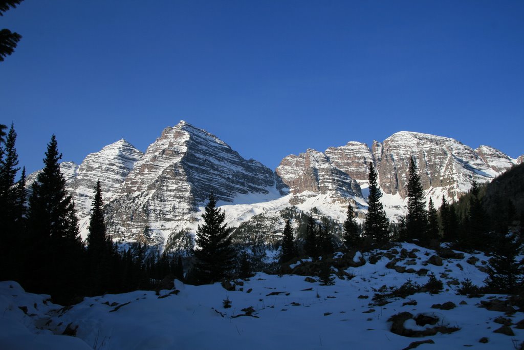 West Maroon Bell and West Ridge seen from Crater Lake trail by Richard Ryer