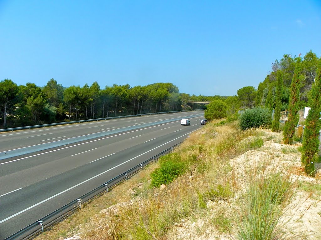 Autopista AP-7 des de l'Àrea del Mèdol, prop de Tarragona by jordi domènech