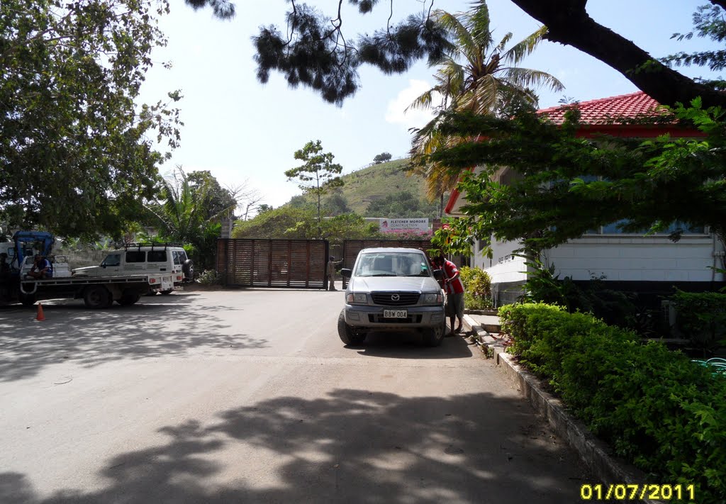 Security Gate at MONIER Plant site at 6 MILE in Saraga Street in Port Moresby, PNG by Peter John Tate,