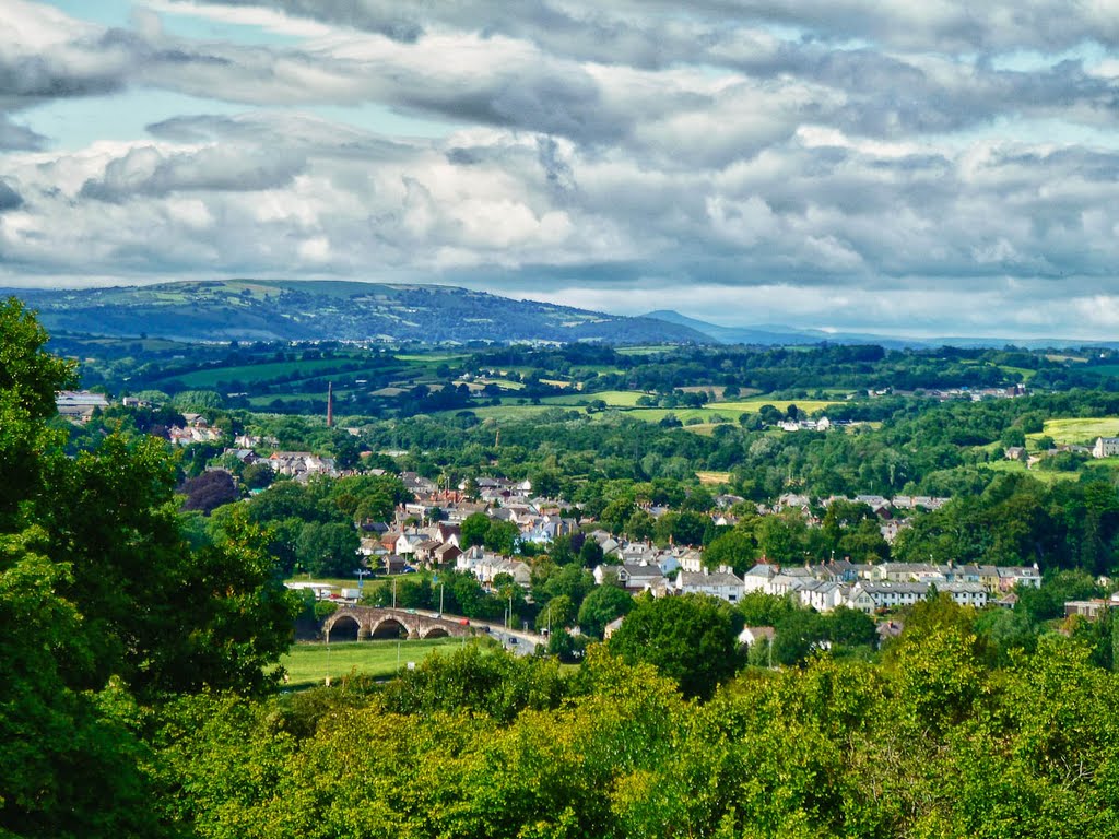 View of Caerleon, Fields and Mountains in the distance - July 2011 by bluecat2011