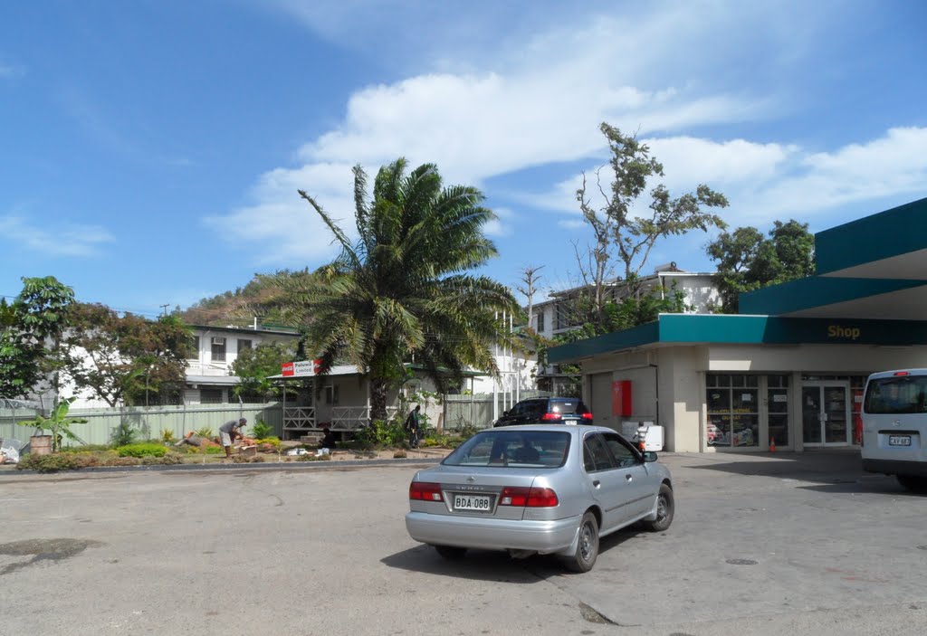 Housing along side Interoil Service Station in HOHOLA along Wards Road near Underpass, on 8-07-2011, Port Moresby, PNG by Peter John Tate,