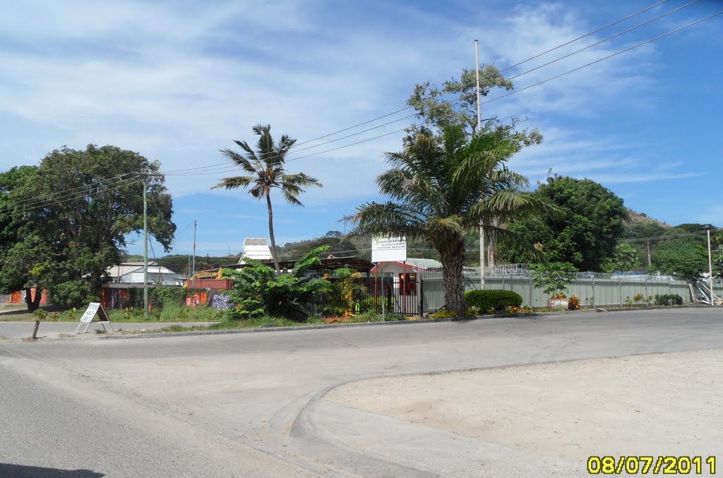 Bussiness along Wards Road near Interoil Service Station on right, on 8-07-2011, Port Moresby, PNG by Peter John Tate,