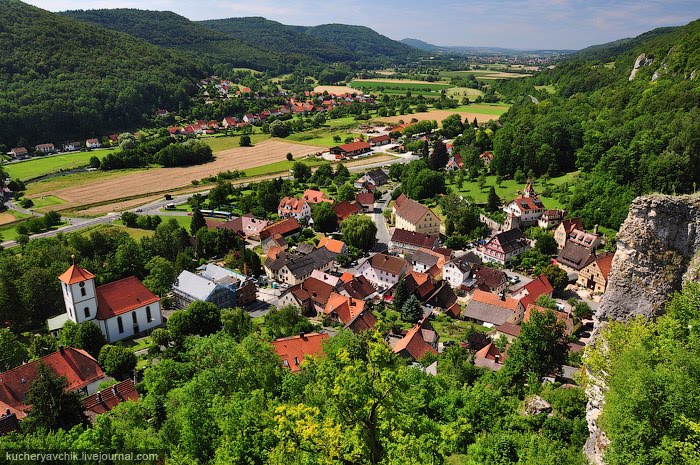 Overlooking Wiesent valley from ruins of Streitburg castle in Franconian Switzerland by missoni