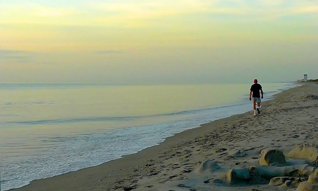 Early morning jogger at Melbourne Beach by Karen Raley