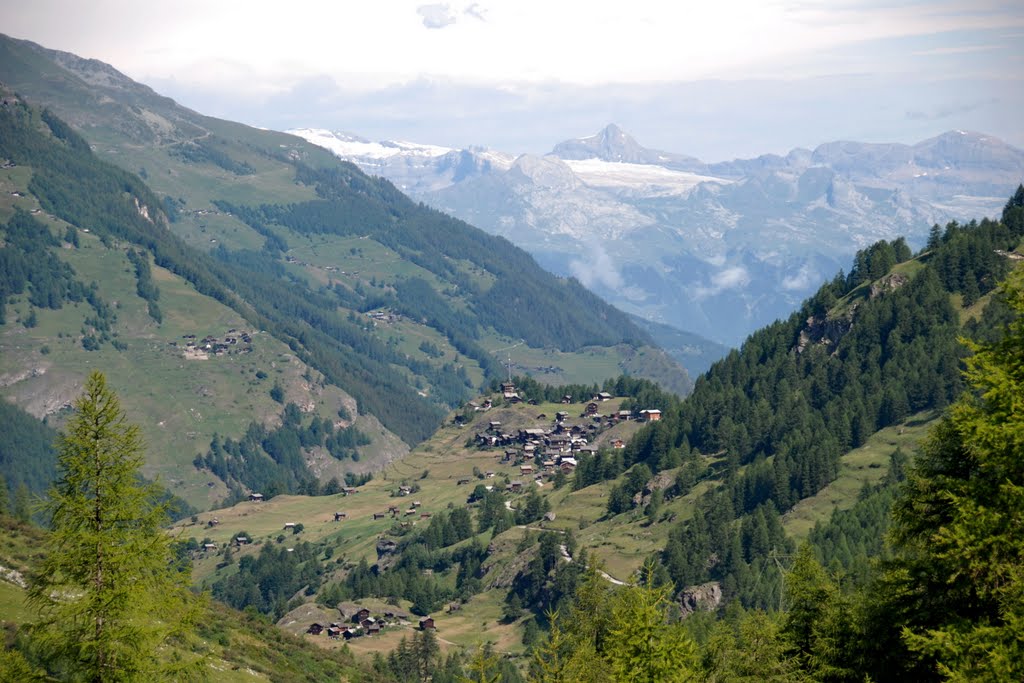 The nice village La Forclaz 1731m from Ferpecle, with Les Diablerets and the Oldenhorn 3254m in the background (berner oberland) by Henq