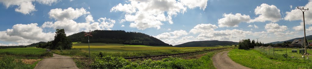 U železničního přejezdu na žluté turistické značce na Křížovou horu (735 m n. m.) na okraji Červené vody by Mirka Schärfnerová