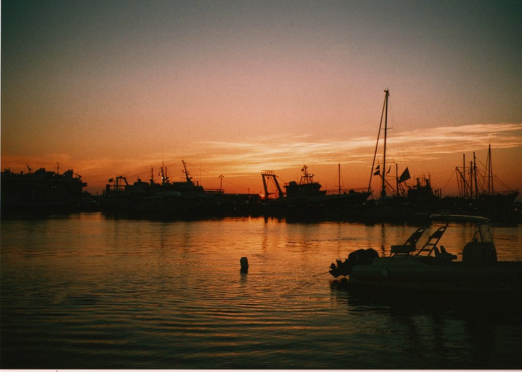 Sunset, Naxos Town Harbour by Nick Gent