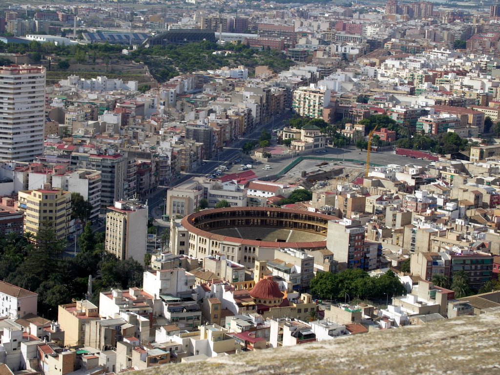 VIEW OF ALICANTE PLAZA DE TOROS FROM THE FORTRESS by piero belforte