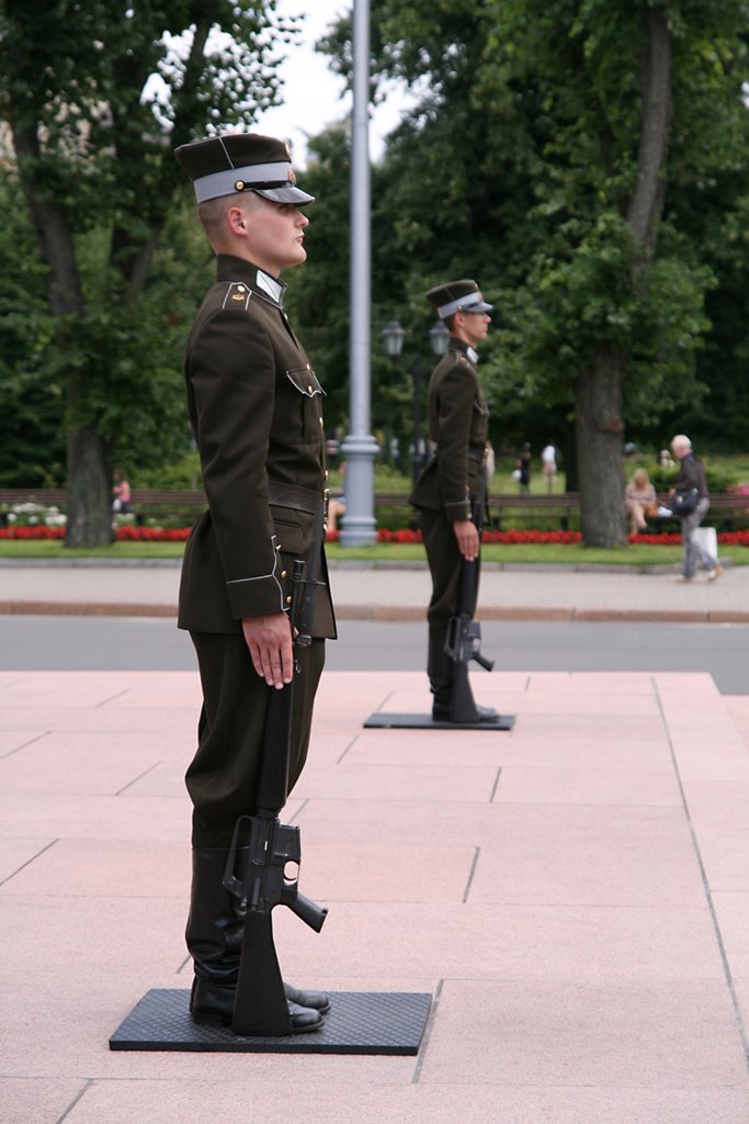 Honour guard at the Freedom Monument, Riga by steven.hfh