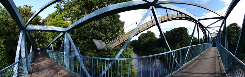 The radyr pipe & the later footbridge by fat-freddies-cat