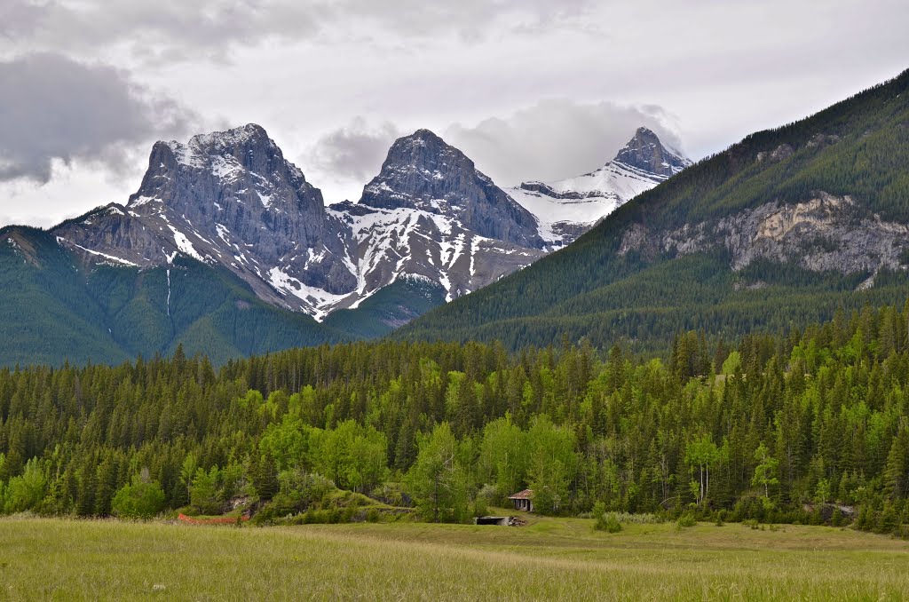 Three Sisters Mountain Peaks by jackborno