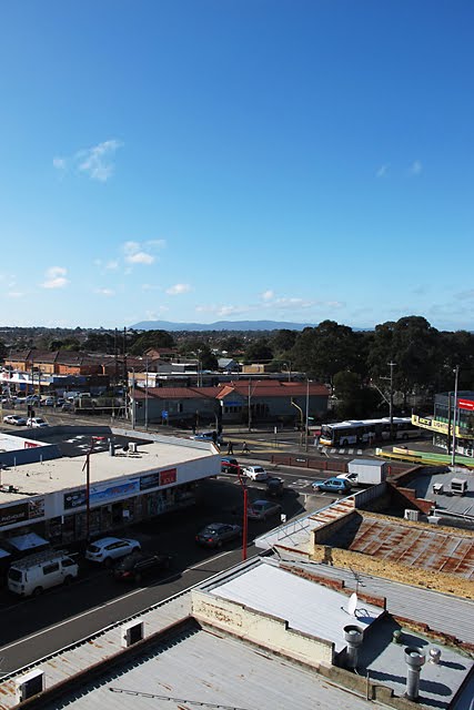 View of Springvale Train Station from multi-level carpark by springvale