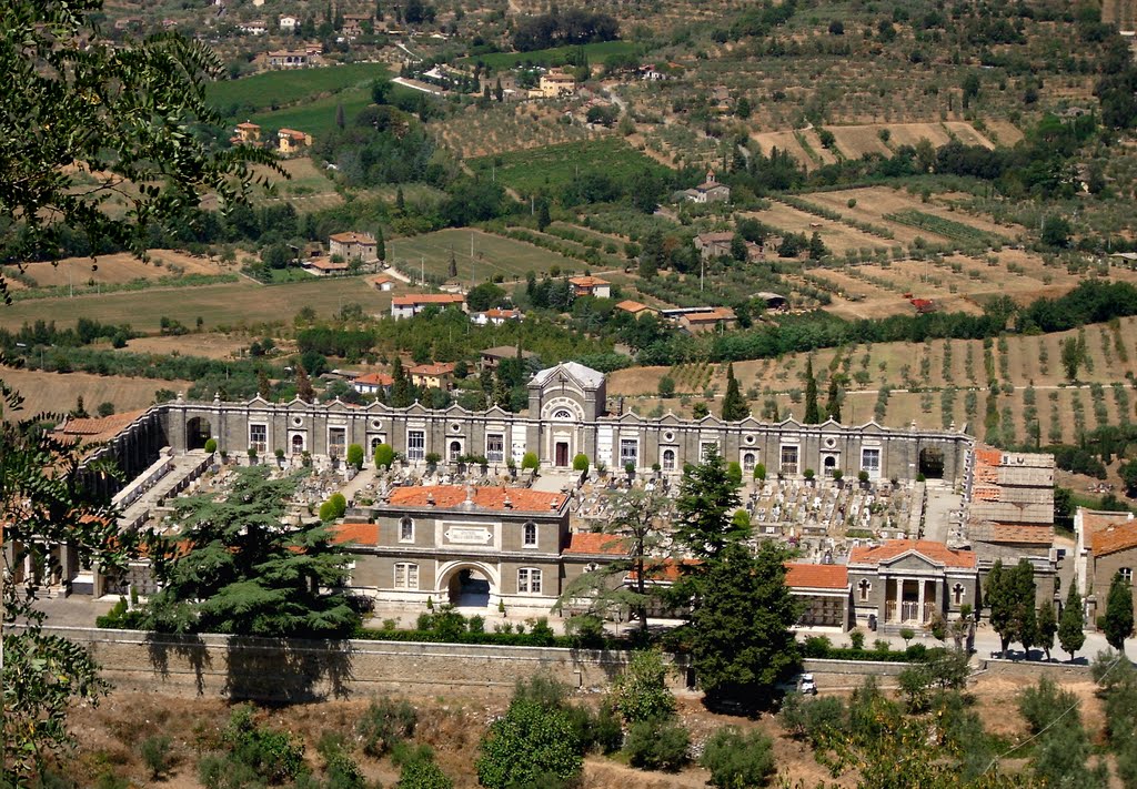 VIEW FROM CORTONA-UNUSUAL CEMETERY SITUATED OUTSIDE THE TOWN AT THE FOOT OF THE HILL by dana ciszewska