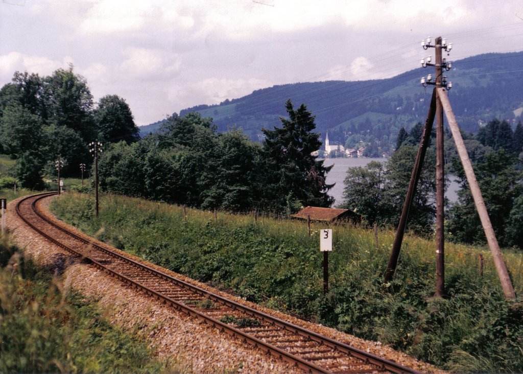 Railroad line on the lake, Schliersee Germany by Michael Grund