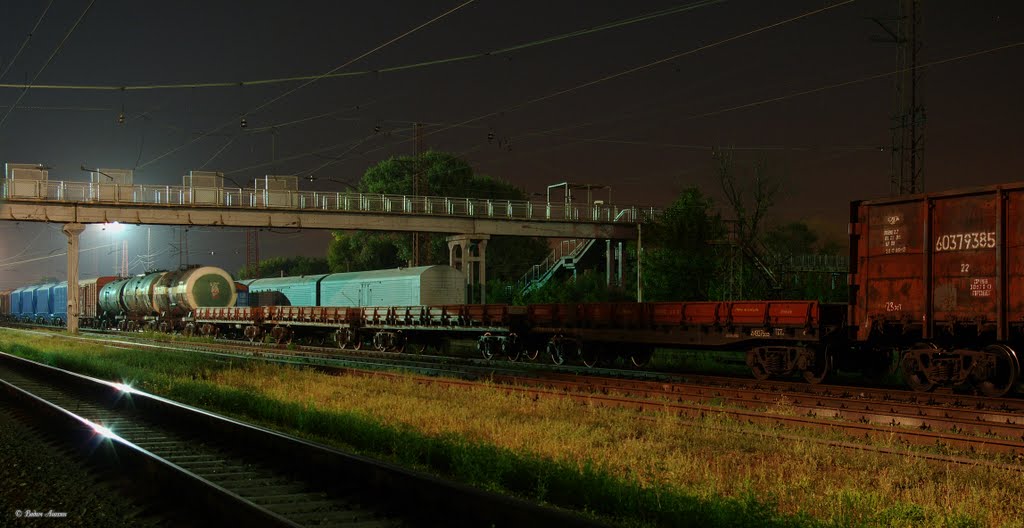 Train station Rutchenkovo at night (Станция Рутченково ночью) by Vadim Anokhin