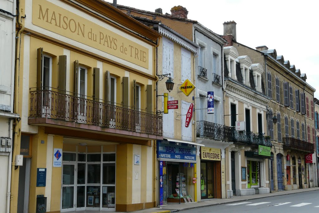 Trie sur la Baïse, place de la mairie, façades de maisons et commerces by tofil44