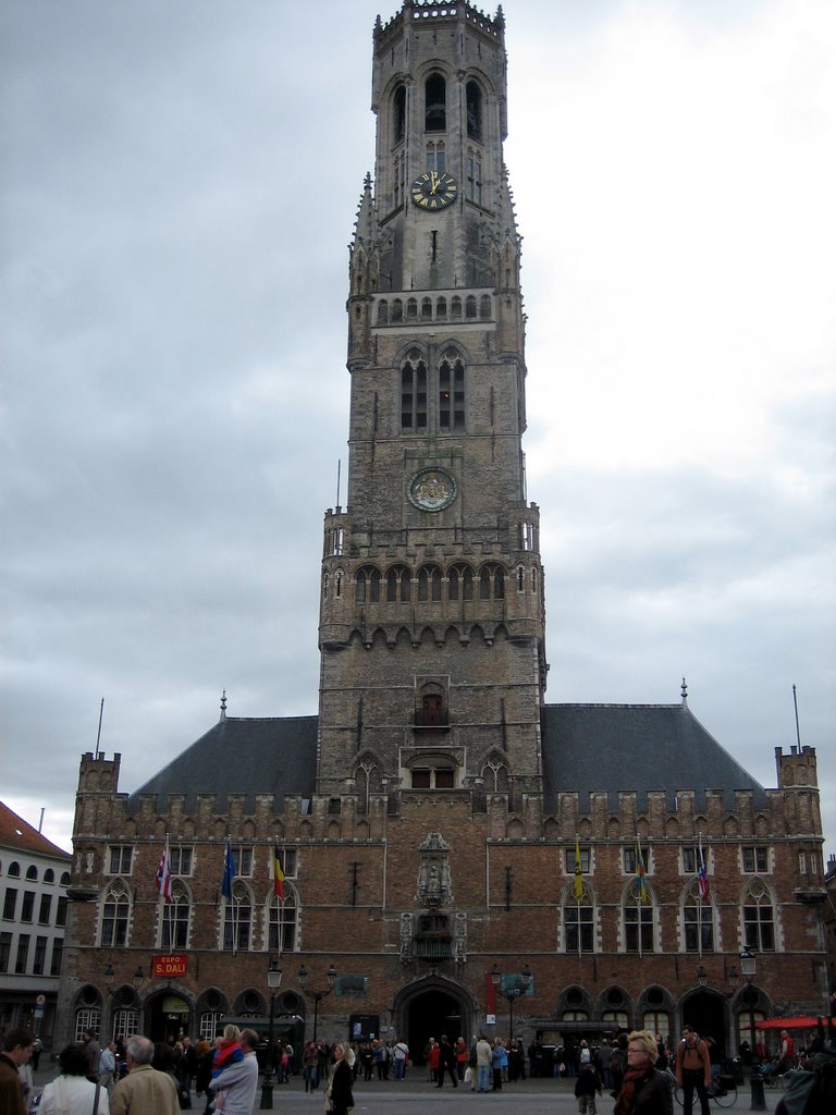 Bruges, Belgium. Clocktower on Markt. by Eivind Friedricksen