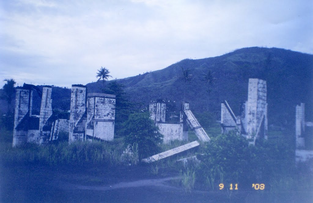 RABAUL UNITED CHURCH Ruins from 1994 Eruption of TAVURVUR Volcano, along Mango Avenue, [ now removed ], in ENBP, PNG, on 9-11-2003 by Peter John Tate,