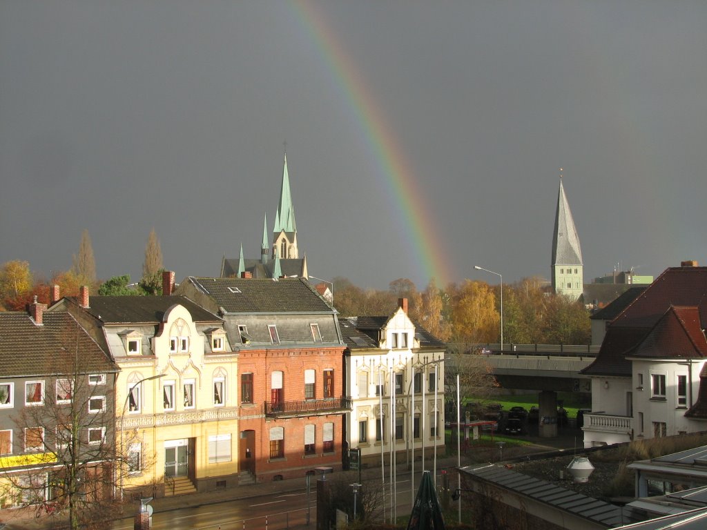 Regenbogen in Kamen, Blick vom Rathaus in die Bahnhofstraße by sindar019