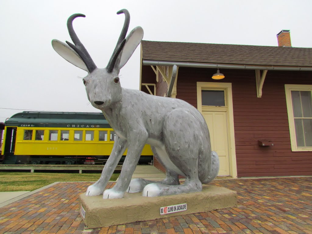 Jackalope statue at the Douglas Railroad Interpretive Centre / Converse County Chamber of Commerce. 121 Brownfield Rd. (Converse Co. Rd. 61), Douglas, Wyoming by elifino57