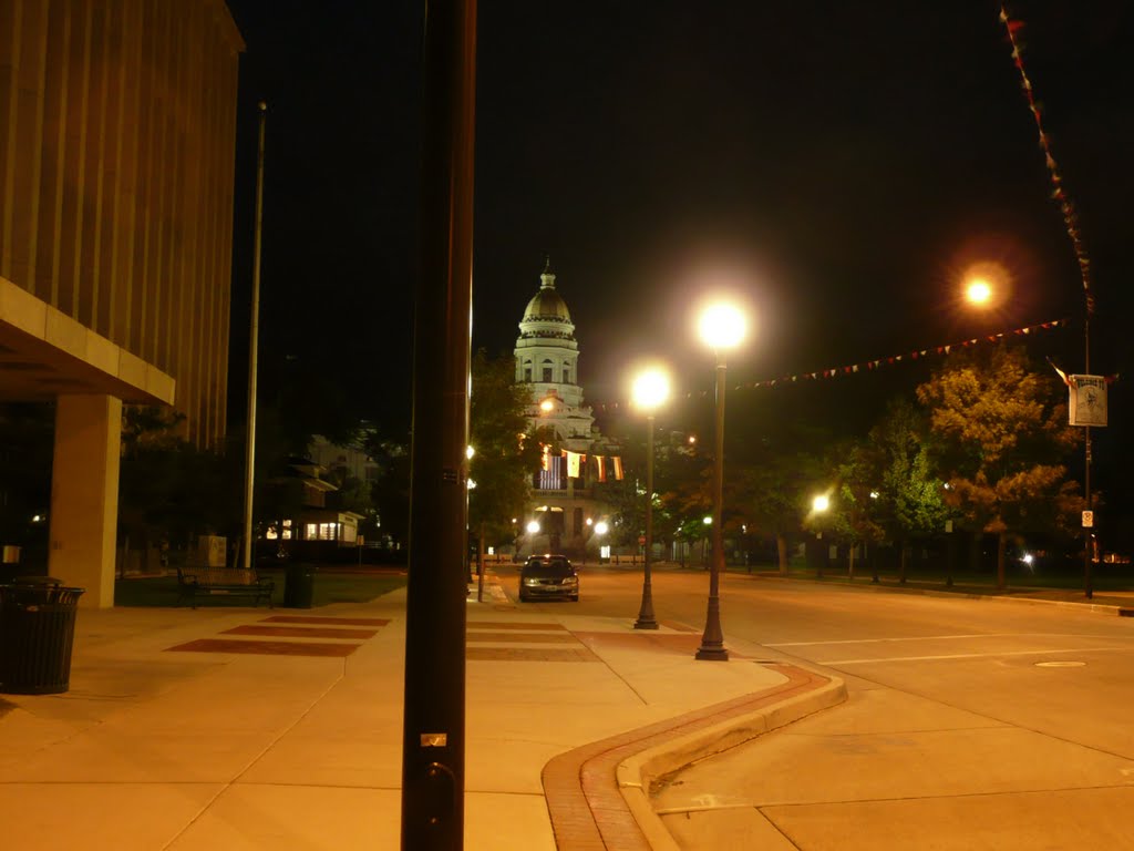 Viewing north-north-westerly towards the Wyoming State Capitol Building, from in front of the Hathaway Building, 2300 Capitol Ave., Cheyenne, Wyoming by elifino57