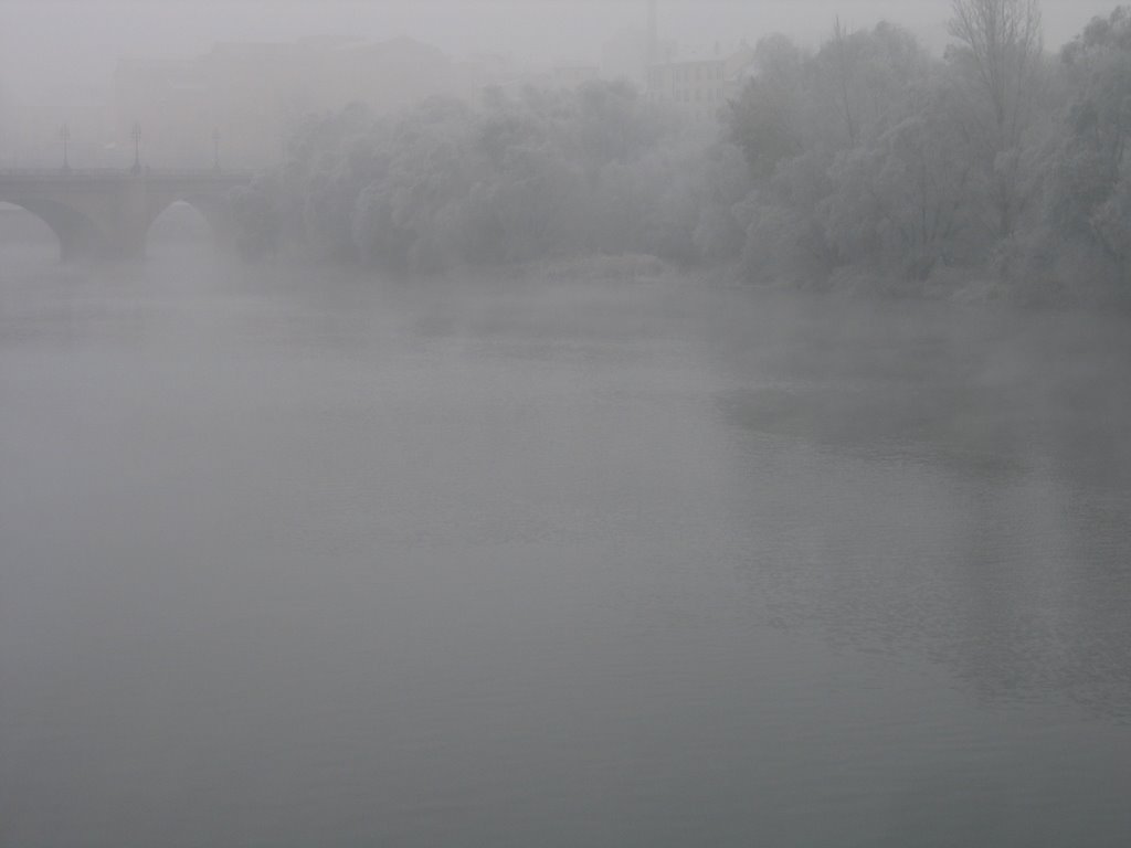 Logroño helado Ebro puente de piedra ice landscape by fran_rodri