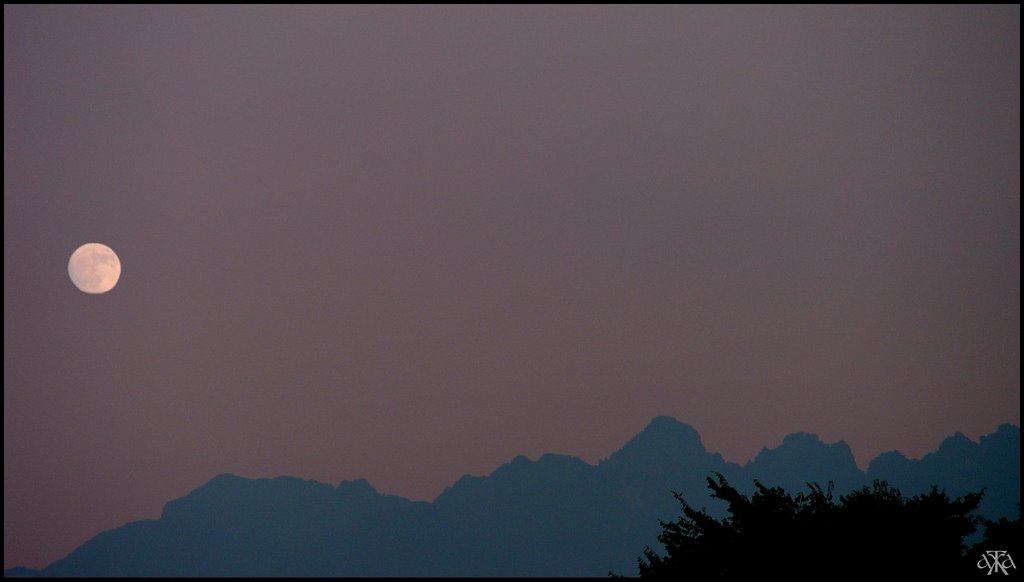 Moonrise over Mount Nekodake by ANDRE GARDELLA