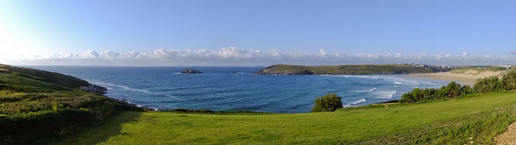 Panorama View Across Crantock Beach - From The Bowgie Inn - West Pentire, Crantock, Newquay by David Booth