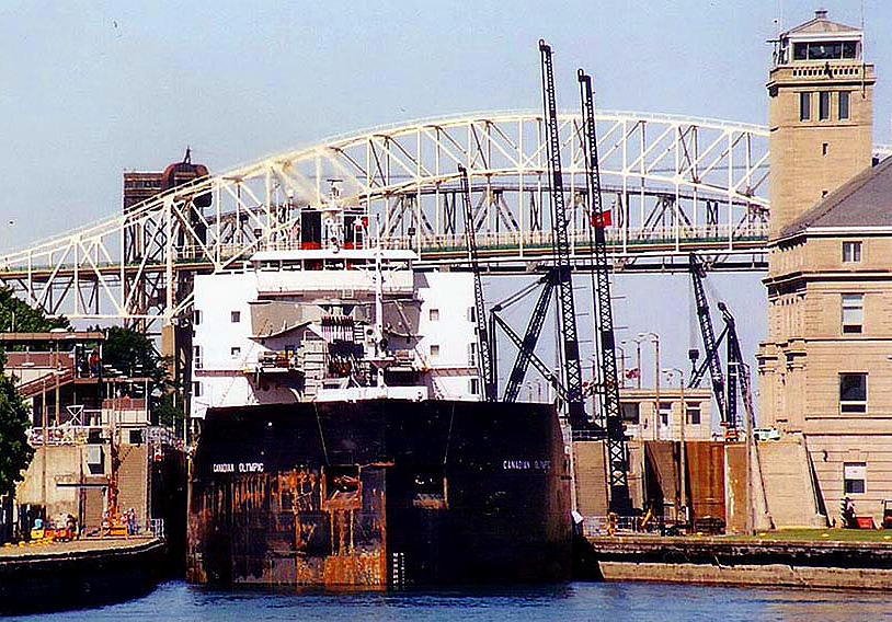 Freighter Canadian Olympic exiting the Soo Locks by 732mpd