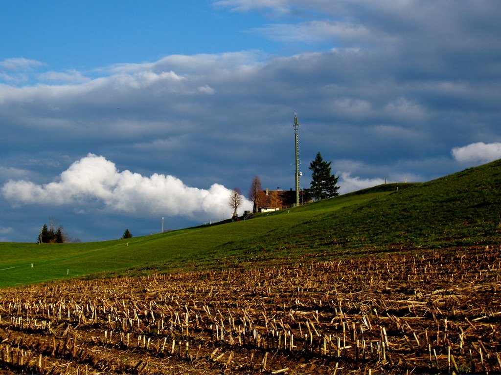 Mb - Clouds in the Valley, Field after Harvest of Corn - abgeerntetes Maisfeld by Margrit M. Berger (S…