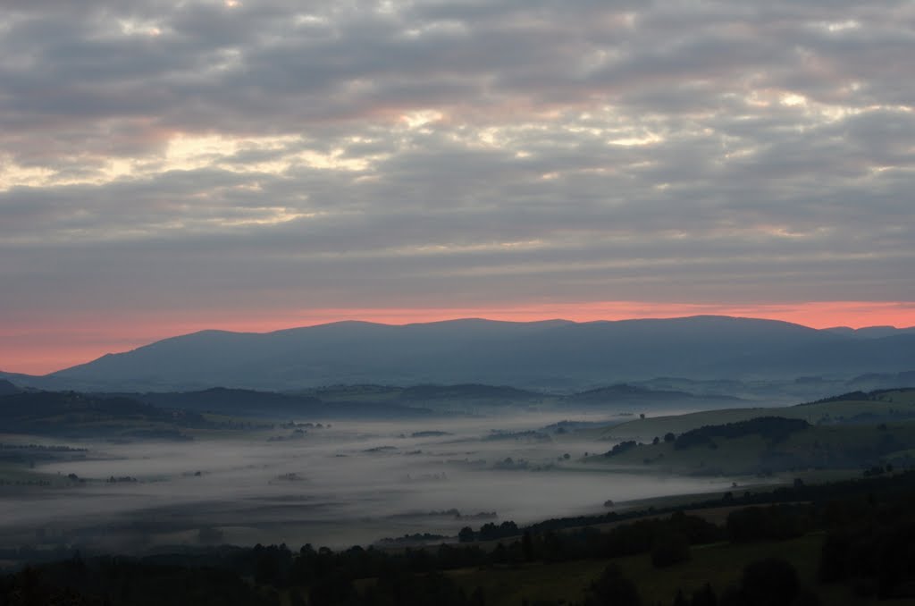 Mountains Jeseníky view from the top of Val just before sunrise by karel146146