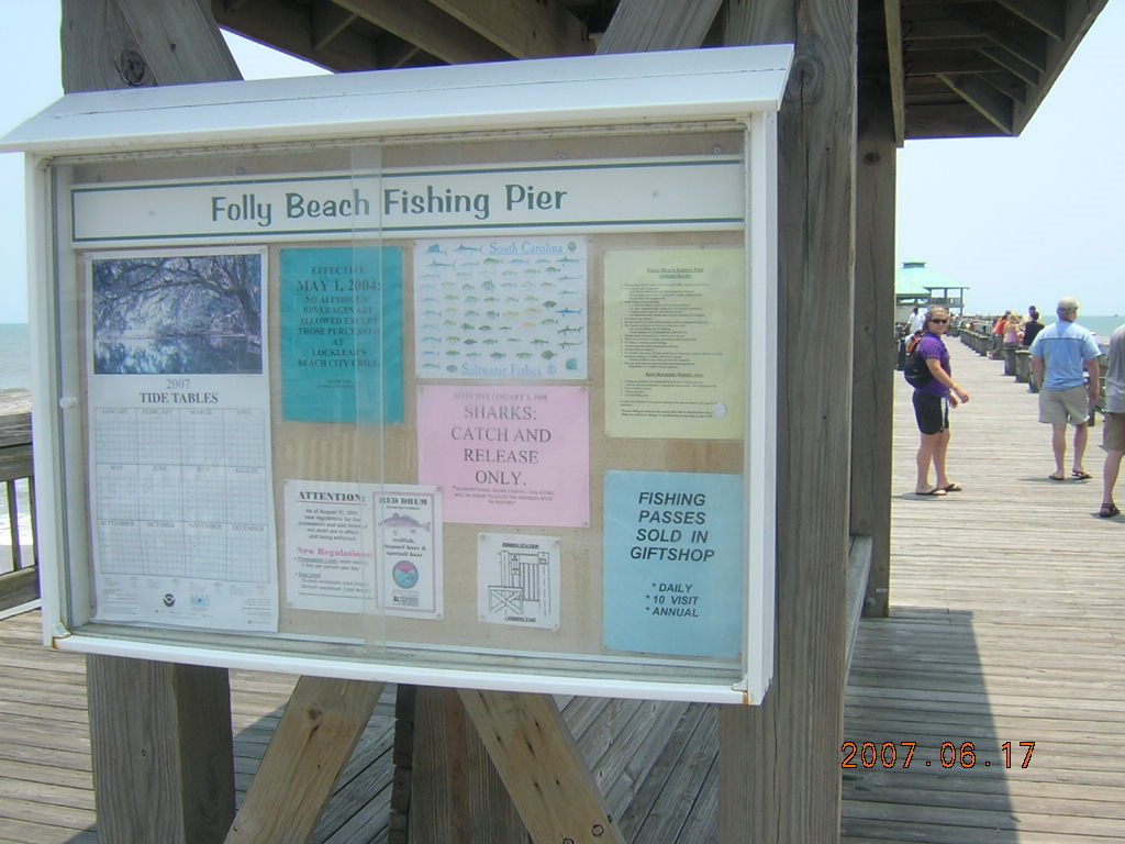 Folly Beach Fishing Pier Sign by Kyle Stephen Smith