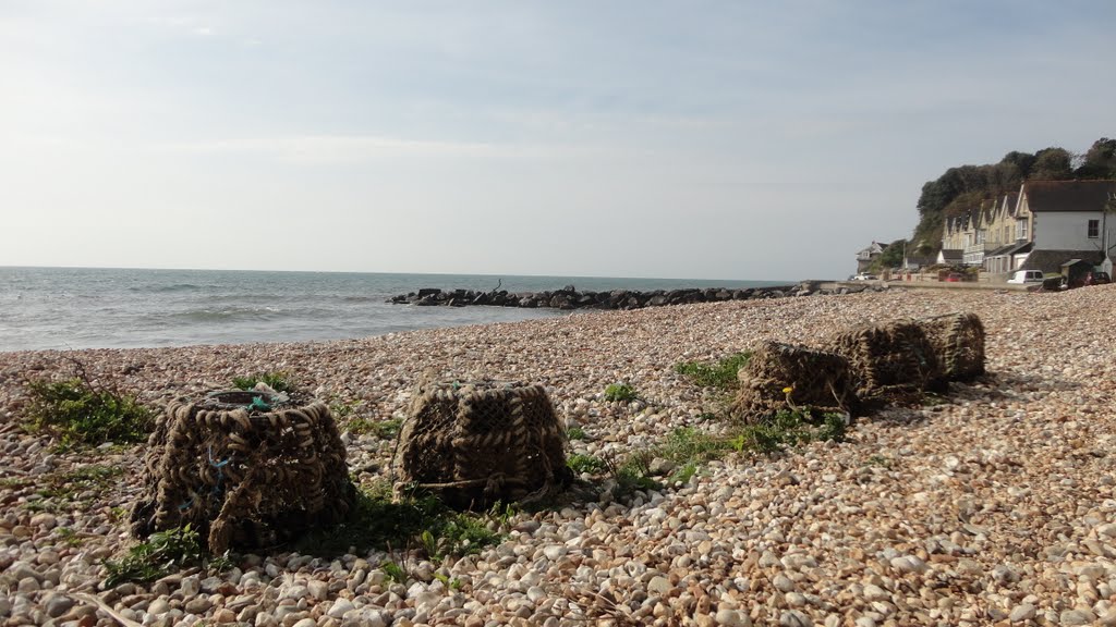 Lobster pots at bonchurch bay by CRUMBLING BRITAIN