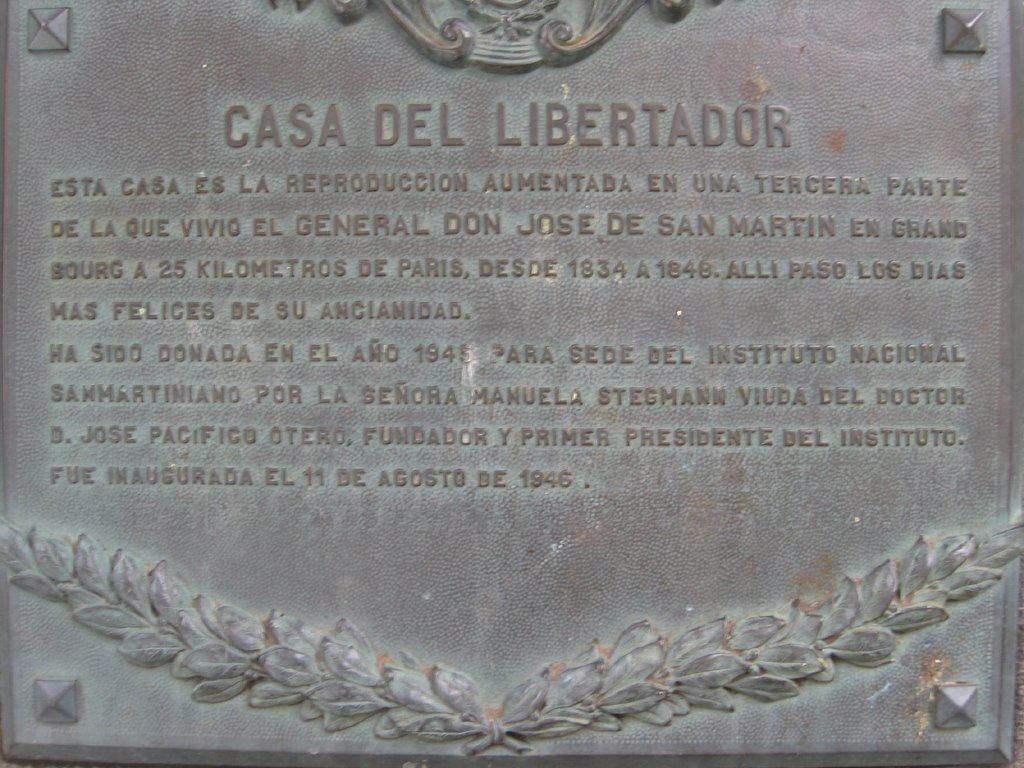 Placa Casa del Libertador by Juan Andrés Fernánde…