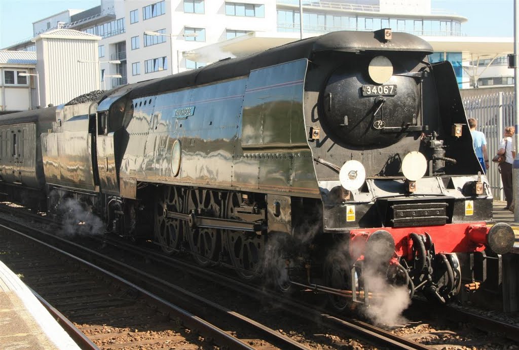 Hastings Railway Station ,Steam Train No 34067 by Tony Oldfield