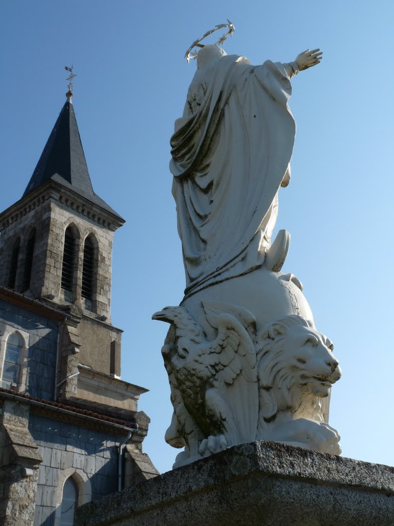 Lacrouzette Vierge tétramorphe (Jean, Marc) et clocher by dhslt