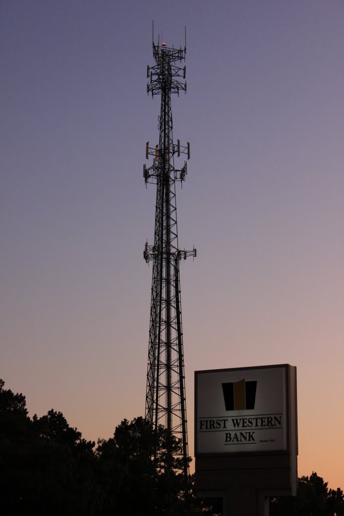 Cell phone tower at dusk by Brian Zurita