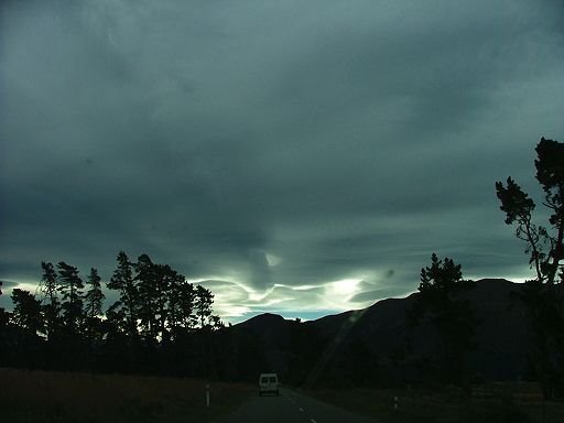 'bird flying west' over range between lakes Wanaka and Hawea by EcologistGreg